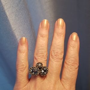 Sterling 925 Silver blue topaz and marcasite ring